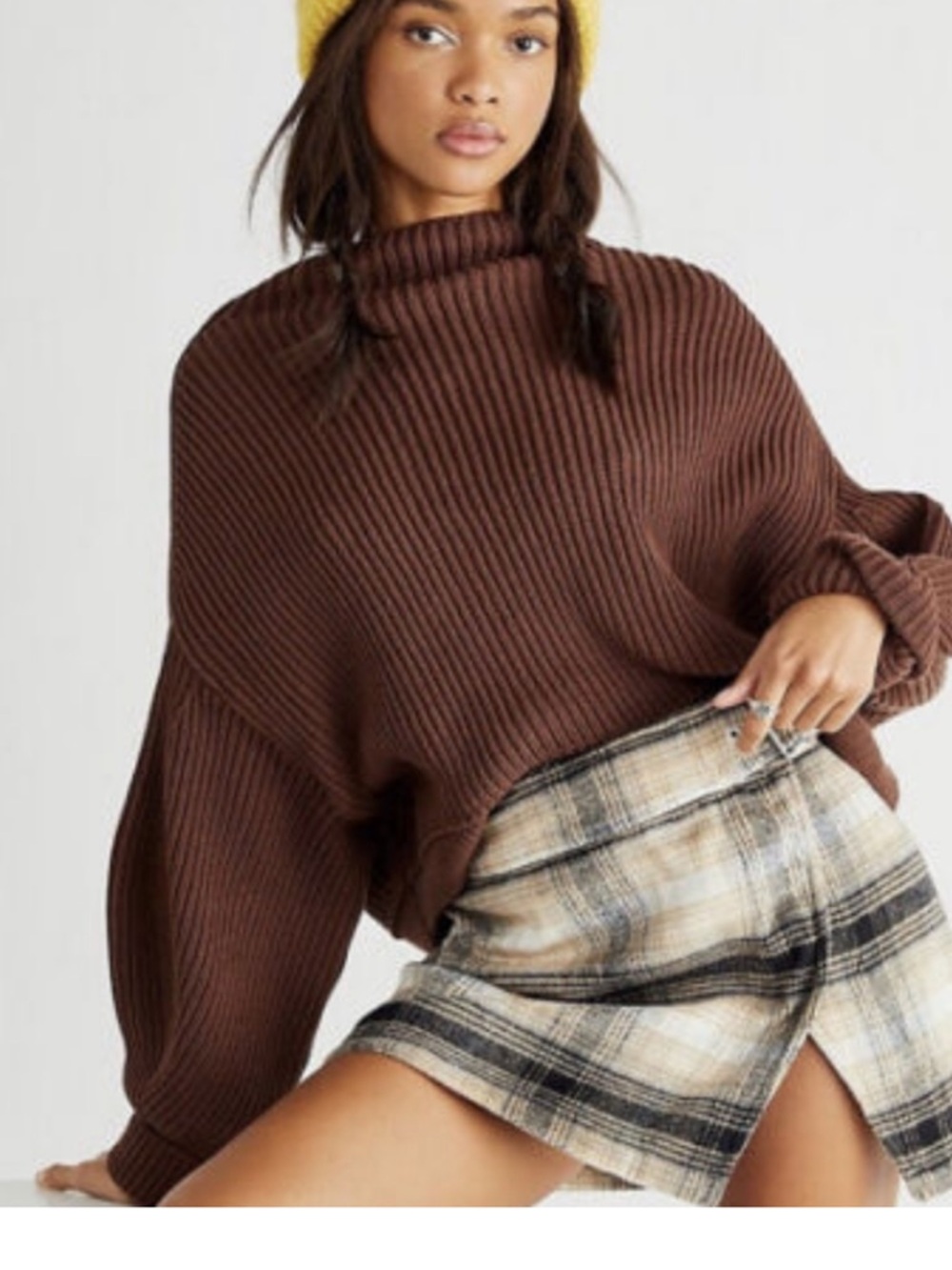 EUC Free People Emmy Mock Neck Sweater - Brown